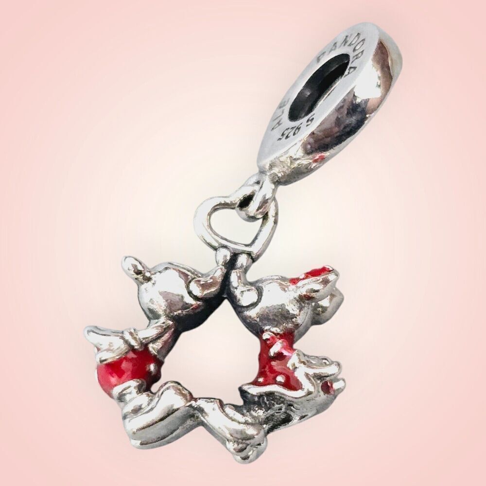 Pandora Charm Mickey and Minnie Mouse Kissing Dangle #790075C01 - Picture 5 of 8